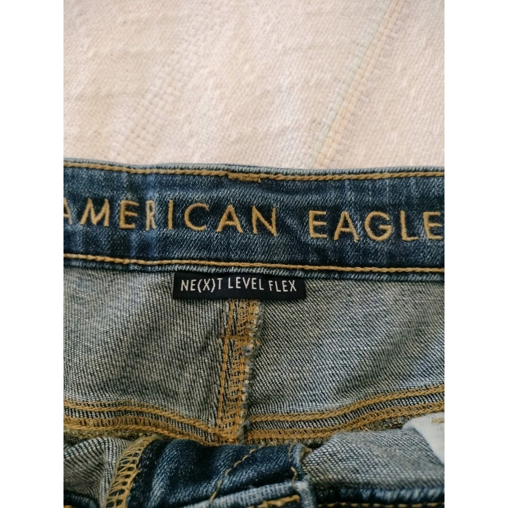 American Eagle Men's Distressed Denim Shorts 36 Patched Rip & Repair Raw Hem - Picture 6 of 16